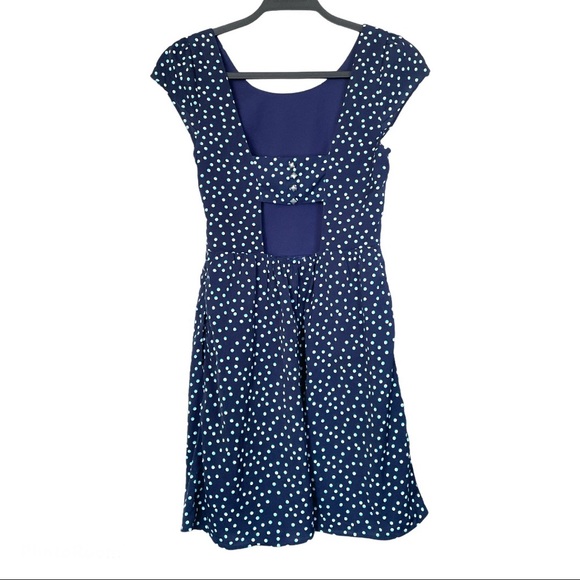 American Eagle Cap Sleeve Blue Polka Dot Mini Dress Size 00 - Picture 8 of 14